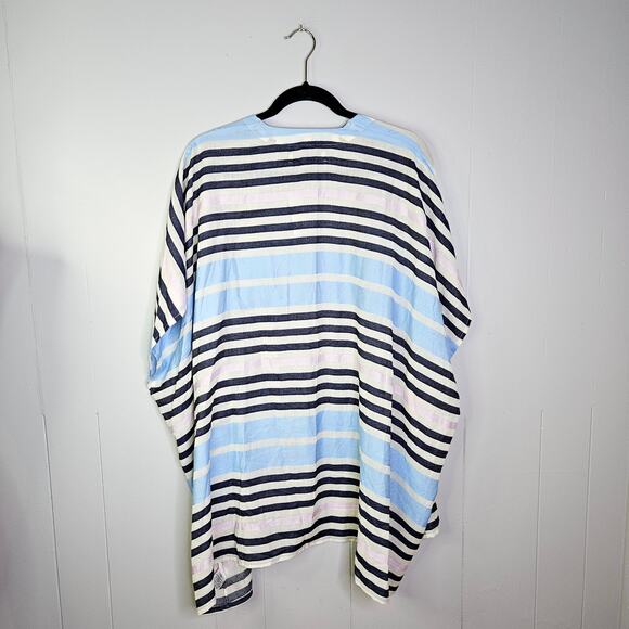 New LOFT Sunset Stripe Wrap Ruana Kimono Summer Layering Size M/L Lightweight - Picture 8 of 13